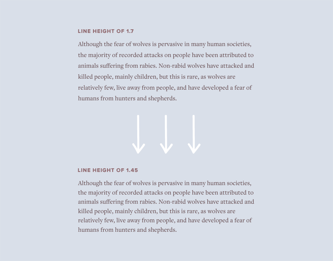 Line height of 1.7 vs line height of 1.45